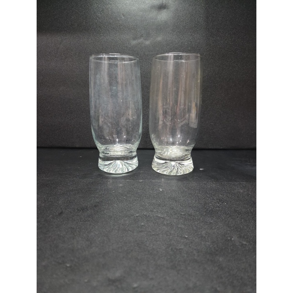 Libbey Sunburst Base Glasses, Set of 2, Clear 16 oz Heavy Bottom Vintage Tumbler